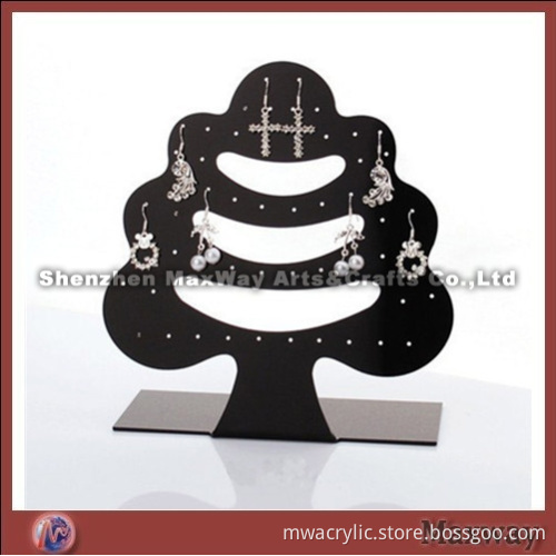 Acrylic Black Tree-shaped Ear Nail/Pin/Pendants/Earrings Display Holder
